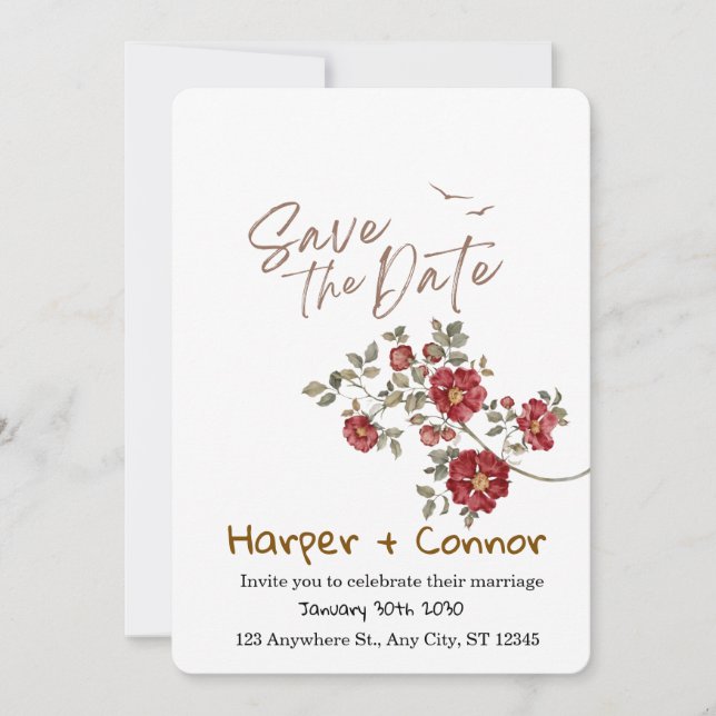 Invitación de boda con dibujos lindos para guardar (Anverso)