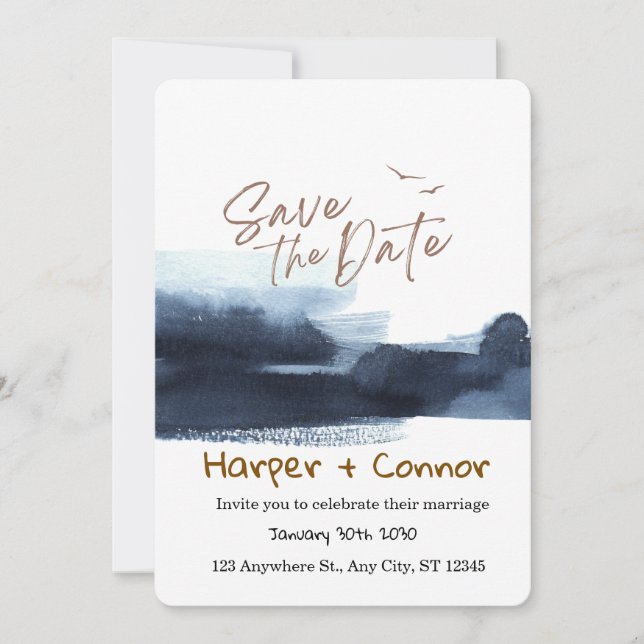 Invitación de boda con dibujos lindos para guardar (Anverso)