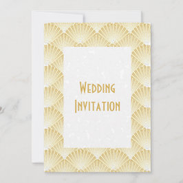 Invitación de boda con diseño Art Deco dorado