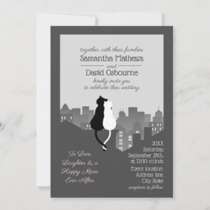 Invitación de boda con diseño divertido de gato