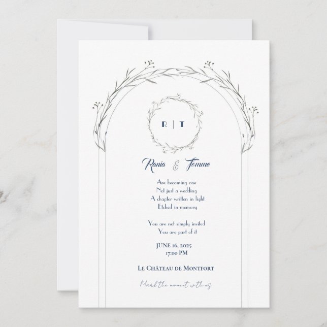 Invitación de Boda con Diseño Floral Elegante – Fá (Anverso)