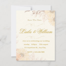 Invitación de boda con diseño floral pastel