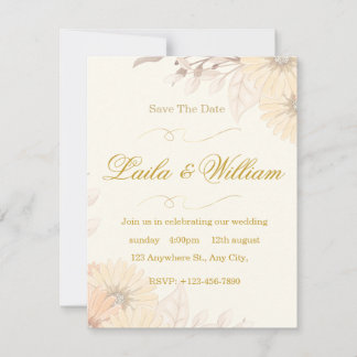 Invitación de boda con diseño floral pastel