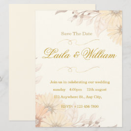 Invitación de boda con diseño floral pastel