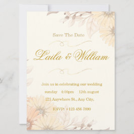 Invitación de boda con diseño floral pastel