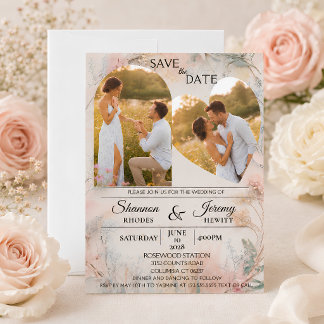 Invitación de boda con doble foto Love in Bloom