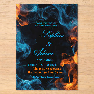 Invitación de boda con doble llama elegante