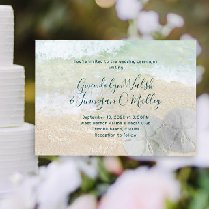 Invitación de boda con dólar de arena