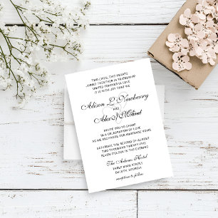 Invitación de boda con dos corazones en letra eleg