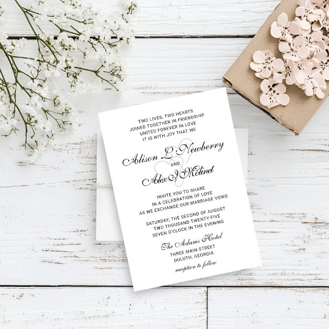 Invitación de boda con dos corazones en letra eleg (Subido por el creador)