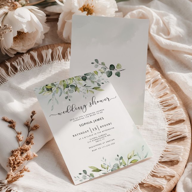 Invitación de boda con ducha de eucalipto verde (Subido por el creador)