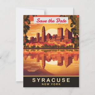 Invitación de boda con el horizonte de Syracuse Nu