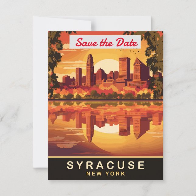 Invitación de boda con el horizonte de Syracuse Nu (Anverso)