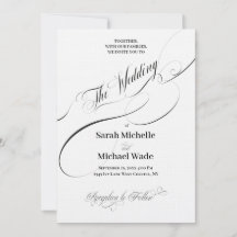 Invitación de boda con elegante letra de caligrafí