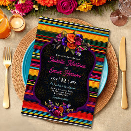 Invitación de boda con elegantes flores mexicanas