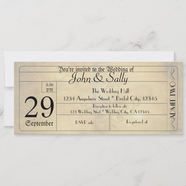 Invitación de boda con entrada de estilo antiguo v (Anverso)