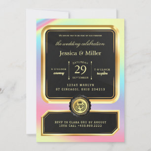 Invitación de boda con entrada elegante en negro y