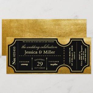 Invitación de boda con entrada elegante en negro y