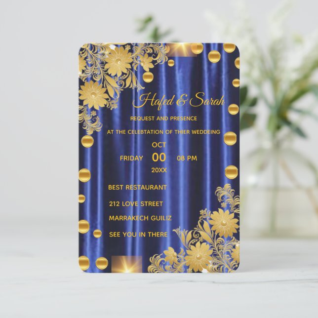 Invitación de boda con espejo dorado, Invitación d (Anverso de pie)