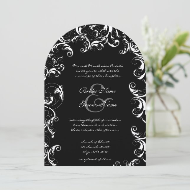 Invitación de boda con espiral elegante (Anverso de pie)
