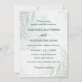 Invitación de boda con esquinas florales elegantes