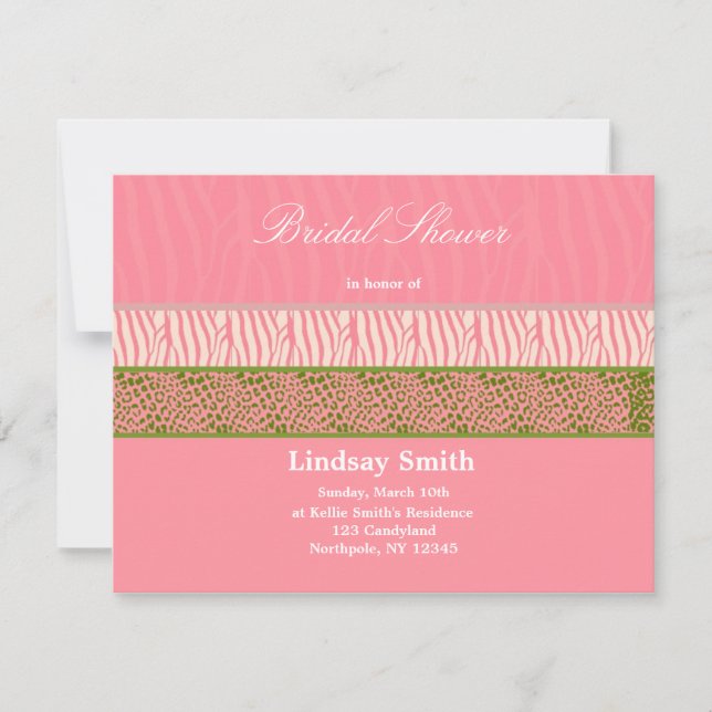 Invitación de boda con estampado de animal rosa (Anverso)