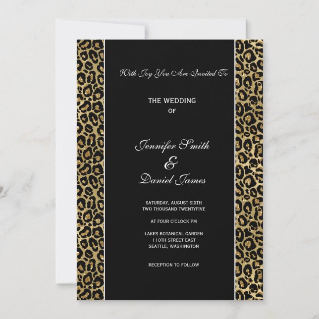 Invitación de boda con estampado de leopardo (Anverso)