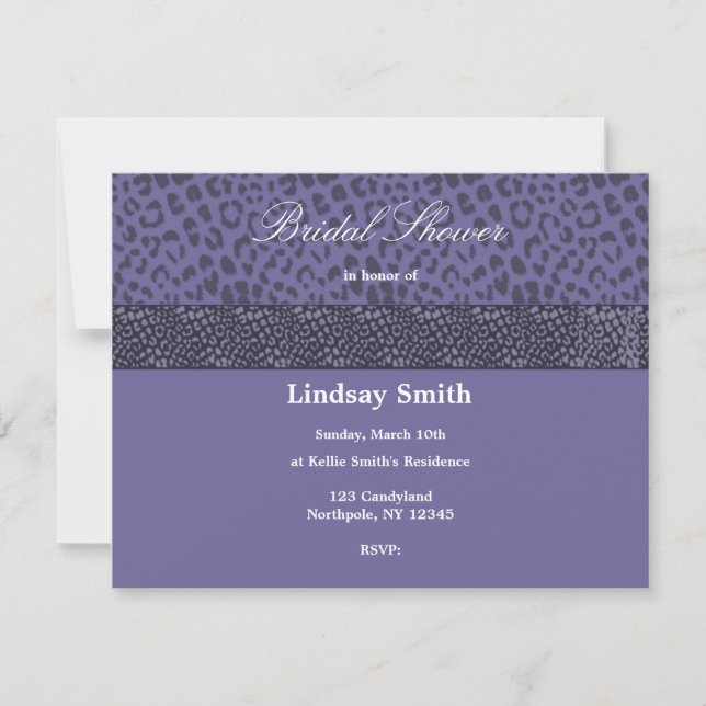 Invitación de boda con estampado de leopardo morad (Anverso)
