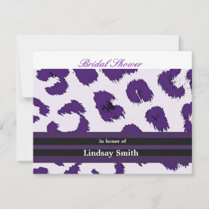 Invitación de boda con estampado de leopardo púrpu