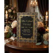 Invitación de boda con estilo bordado Art Deco