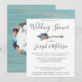 Invitación de Boda con Flecha de Plumas Rústicas