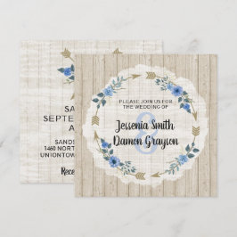 Invitación de Boda con Flechas y Flores Boho Rústi