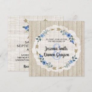 Invitación de Boda con Flechas y Flores Boho Rústi