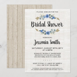 Invitación de Boda con Flechas y Flores Rústico Bo