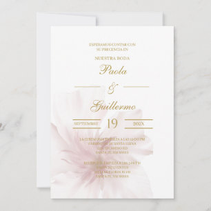Invitación de boda con flor blanca