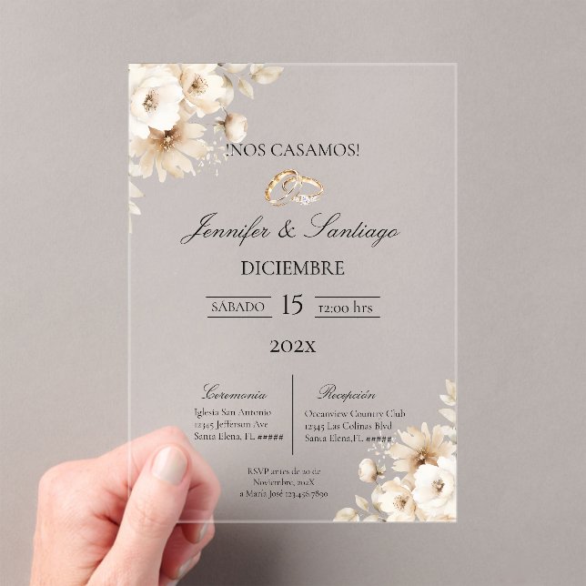 Invitación de boda con flor blanca (Insitu (portátil))