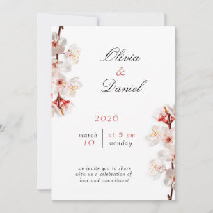 Invitación de boda con flor de Blush suave