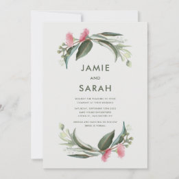 Invitación de boda con flor de eucalipto nativo au