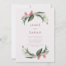 Invitación de boda con flor de eucalipto nativo au