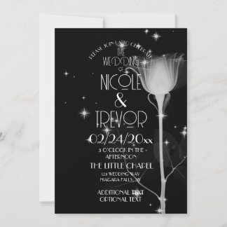 Invitación de boda con flor de rayos X brillantes 