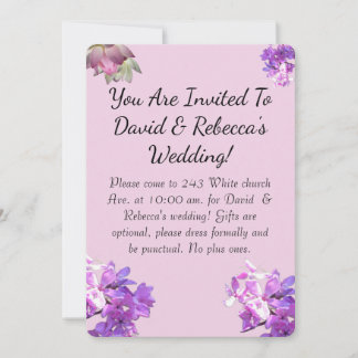 Invitación de boda con flor rosa y mariposa