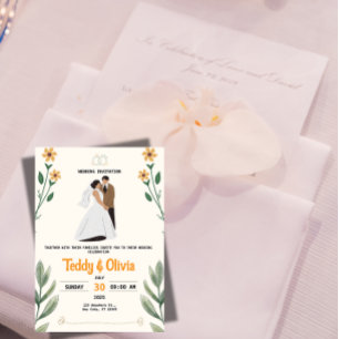 Invitación de Boda con Flor Silvestre