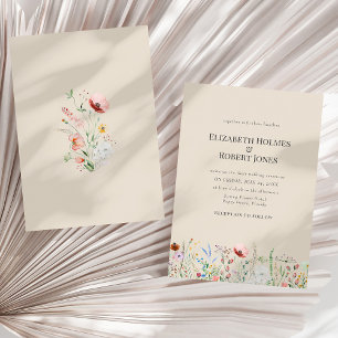 Invitación de Boda con Flor Silvestre de Acuarela 