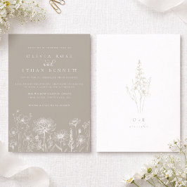 Invitación de Boda con Flor Silvestre Neutral de C