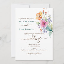 Invitación de Boda con Flores Amarillas de Durazno