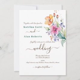 Invitación de Boda con Flores Amarillas de Durazno