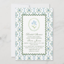 Invitación de boda con flores azules de acuarela m
