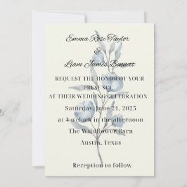 Invitación de boda con flores azules de Chinoiseri