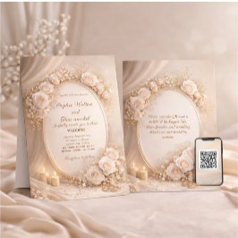 Invitación de boda con flores blancas