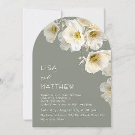 Invitación de boda con flores blancas delicadas